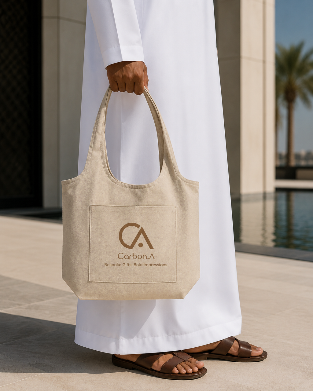 Cotton Hobo Bag with Front Packet